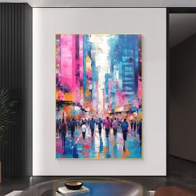 Hand Painted Oil Painting Abstract Cityscape Oil Painting on Canvas Original Urban Scenery Painting Modern Building Art Living room Wall Decor Custom (style: 01, size: 50x70cm)
