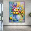 Oil Painting Hand Painted Vertical Abstract Floral / Botanical Modern Luxurious corridor living room bedroom decoration painting